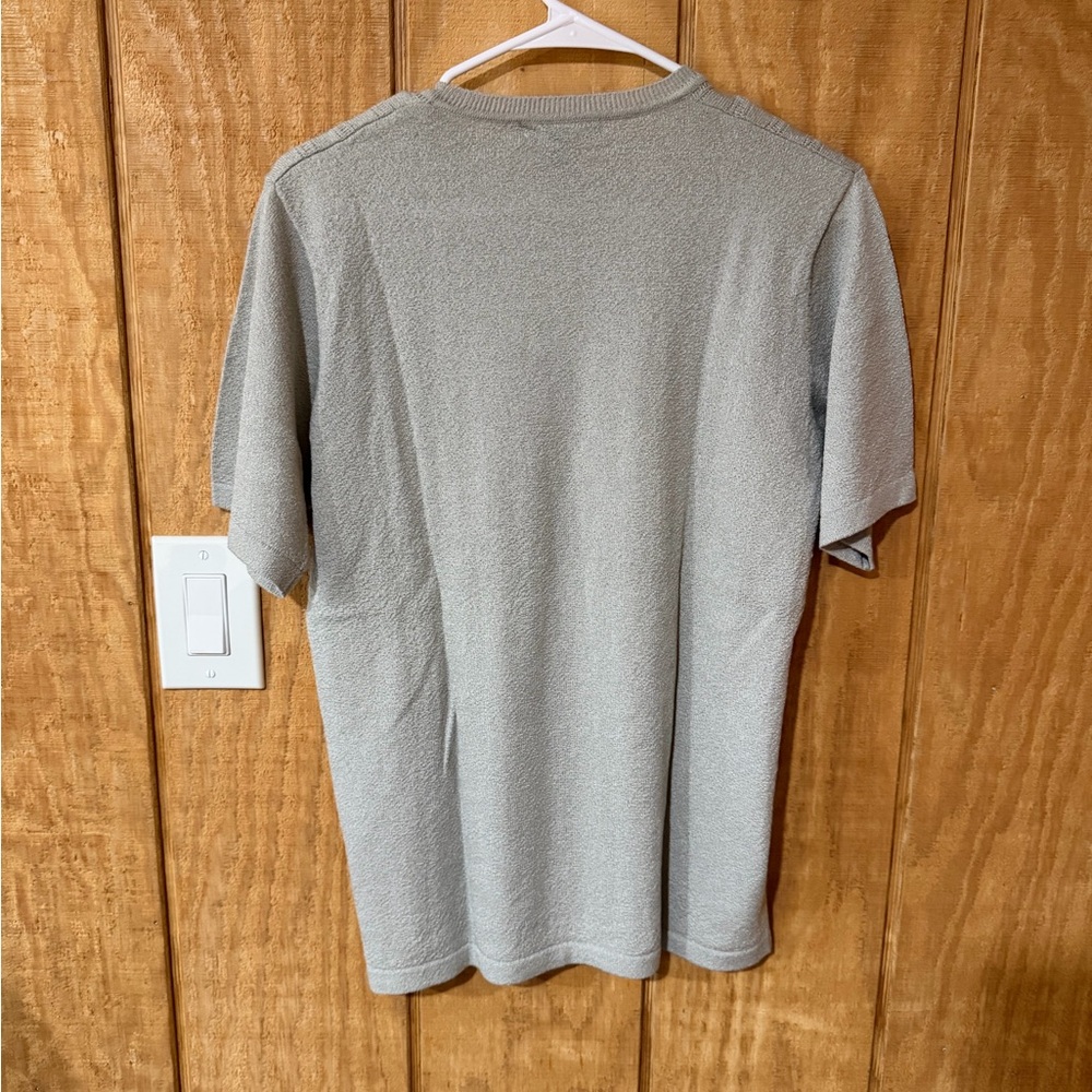 Kenneth Cole Textured Ribbed Short Sleeve Sweater - Light Sage - Picture 4 of 4